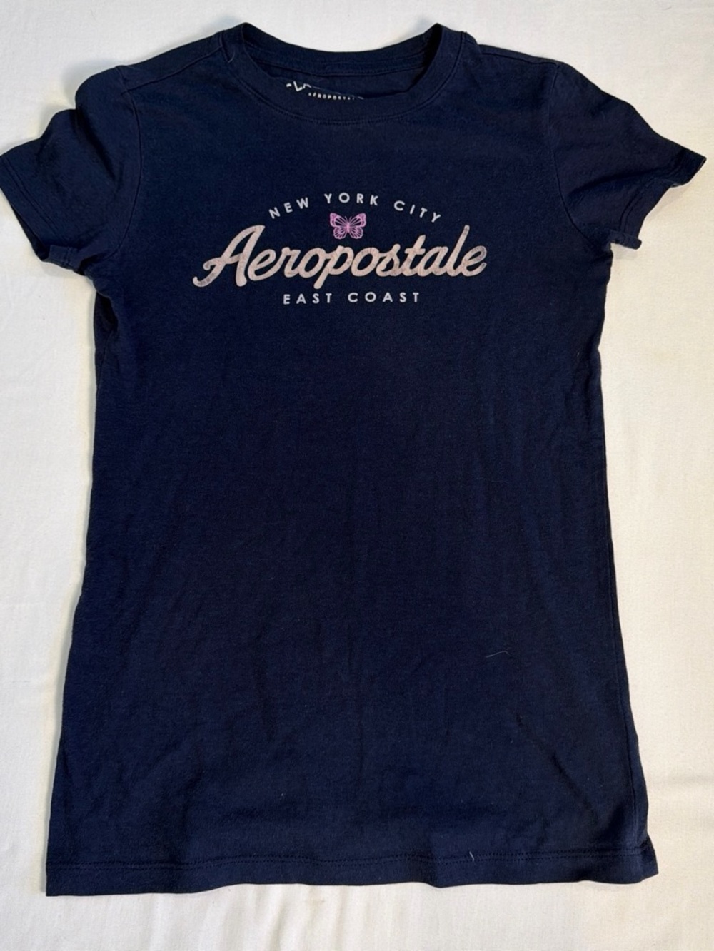 Aeropostale Navy Blue Short Sleeve Tee with Pink Logo
